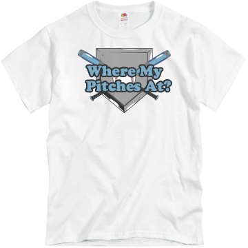 Where My Pitches At? Unisex Basic Gildan Heavy Cotton Crew Neck Tee