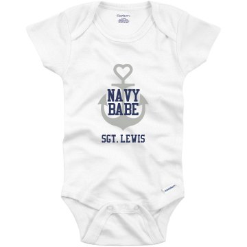 Navy Babe With Anchor Infant Bella Baby Long Sleeve Thermal Creeper