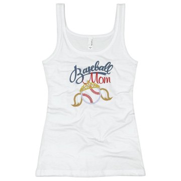 DeLeon Baseball Mom Junior Fit Basic Bella 2x1 Rib Tank Top