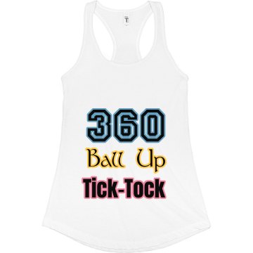 360 Ball Up Tick-Tock Junior Fit Bella Sheer Longer Length Rib Racerback Tank Top