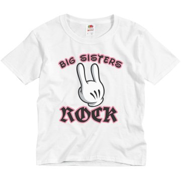 Big Sisters Rock Youth Bella Girl 1x1 Rib Cap Sleeve Tee
