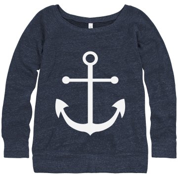 Anchor Slouchy Sweatshirt Junior Fit Bella Triblend Slouchy Wideneck Sweatshirt