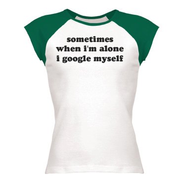 I Google Myself Junior Fit Bella 1x1 Rib Ringer Tee
