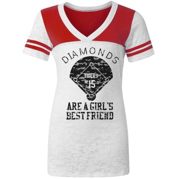 Diamonds Softball Tee Junior Fit Augusta 3/4 Legacy Raglan Tee
