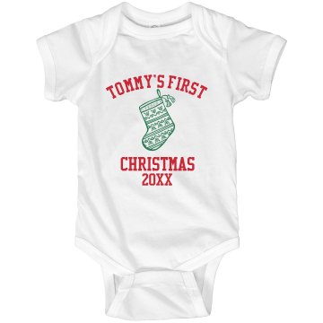 1st Christmas w/ Stocking Infant Rabbit Skins Lap Shoulder Creeper