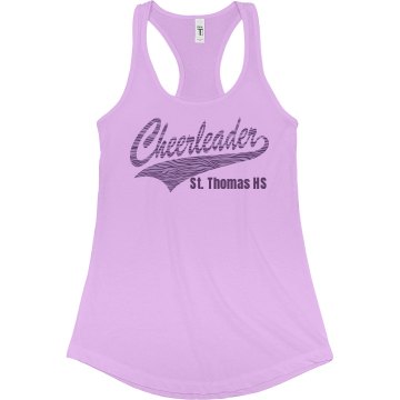 Cheer Purple Zebra Stripe Junior Fit Bella Sheer Longer Length Rib Racerback Tank Top