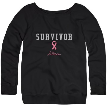 Survivor Rhinestone Shirt Junior Fit Bella Triblend Slouchy Wideneck Sweatshirt