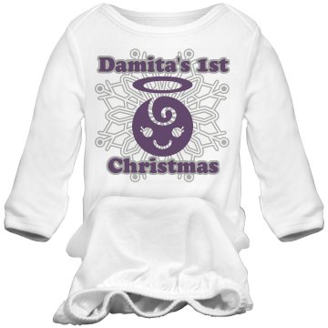 Damita's 1st Christmas Infant Bella Baby 1x1 Rib Long Sleeve Sleeper