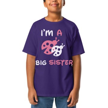 Big Sister Ladybug Tee Youth Gildan Ultra Cotton Crew Neck Tee