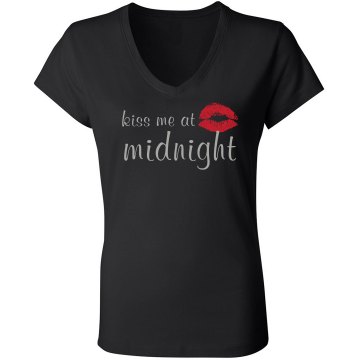 Kiss Me At Midnight Junior Fit Bella Long Sleeve Sheer Longer Length Rib V-Neck Tee
