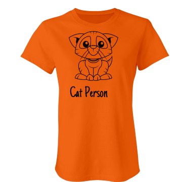 Cat Person Tee Junior Fit Bella Sheer Longer Length Rib Tee
