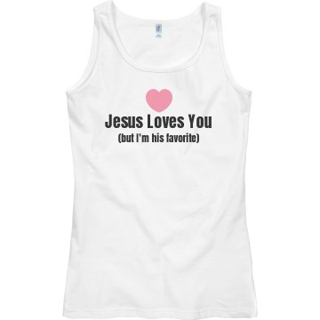I'm His Favorite Junior Fit Bella Sheer Longer Length Rib Tank Top
