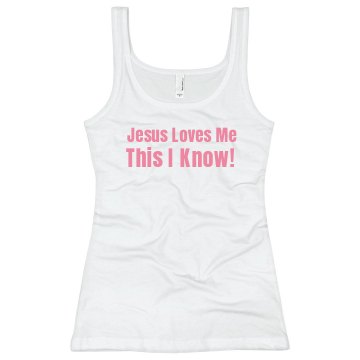 Jesus Loves Me Junior Fit Bella Longer Length 1x1 Rib Tank Top