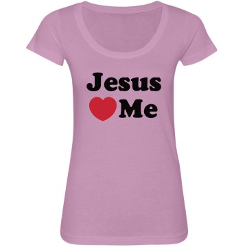 Jesus Loves Me-white Junior Fit Bella Sheer Longer Length Scoopneck Tee