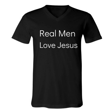 Real Men Love Jesus Unisex Canvas V-Neck Jersey Tee