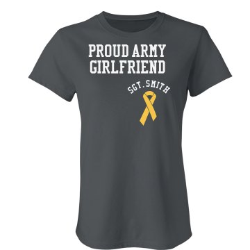 Proud Army Girlfriend Junior Fit Bella Crewneck Jersey Tee