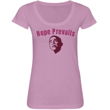 Hope Prevails with Obama Junior Fit Bella Sheer Longer Length Rib V-Neck Tee 