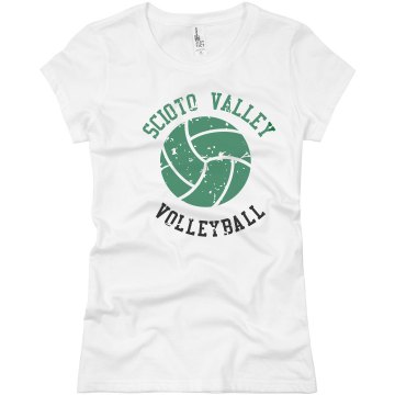 Distressed Volleyball Tee Junior Fit Basic Bella Favorite Tee