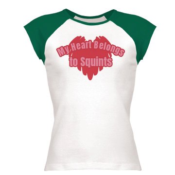 I Love Squints Junior Fit Bella 1x1 Rib Cap Sleeve Raglan Tee