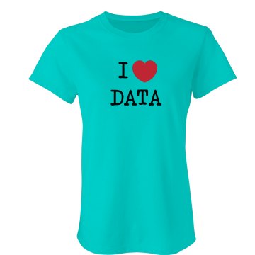 I Love Data Junior Fit Bella Crewneck Jersey Tee