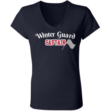 Winter Guard Captain Tee Junior Fit Bella Long Sleeve Sheer Longer Length Rib V-Neck Tee