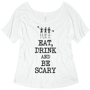 Eat, Drink & Be Scary Misses Bella Flowy V-Neck Half-Sleeve Tee