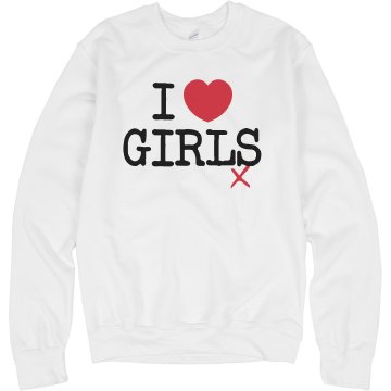 I Heart Girl Crewneck Unisex Hanes Crew Neck Sweatshirt