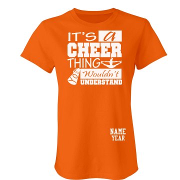 Cheer Tee With Hip Name Junior Fit Bella Crewneck Jersey Tee
