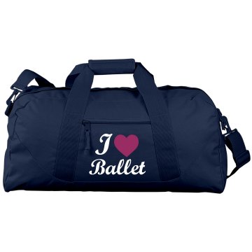 I Heart Ballet Port & Company Large Square Duffel Bag