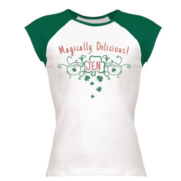 Magically Delicious Junior Fit Bella 1x1 Rib Cap Sleeve Raglan Tee