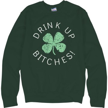 Drink Up Bitches Junior Fit Bella 1x1 Rib Ringer Tee