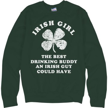 Irish Girl Drinking Buddy Junior Fit Bella 1x1 Rib Ringer Tee