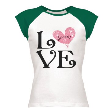 Love with Name Junior Fit Bella 1x1 Rib Ringer Tee