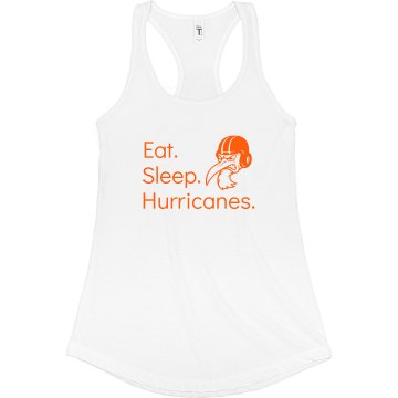 Eat Sleep Hurricanes Junior Fit Bella Sheer Longer Length Rib Racerback Tank Top