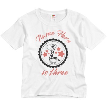 Giraffe Birthday Youth Basic Gildan Ultra Cotton Crew Neck Tee