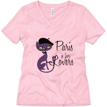 Paris Is For Lovers Misses Relaxed Fit Anvil V-Neck Tee