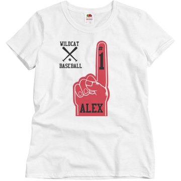 #1 Foam Finger Baseball Misses Relaxed Fit Basic Gildan Heavy Cotton Tee