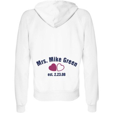 Bride Hoodie with Back Junior Fit Bella Fleece Raglan Zip Hoodie