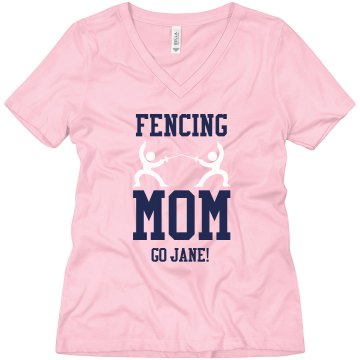 Fencing Mom Misses Relaxed Fit Anvil V-Neck Tee