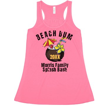 Beach Bum Family Vacation Junior Fit Bella Sheer Longer Length Rib Tank Top