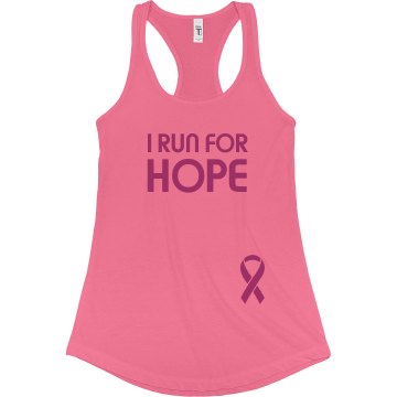 I Run for Hope Junior Fit Bella Sheer Longer Length Rib Racerback Tank Top
