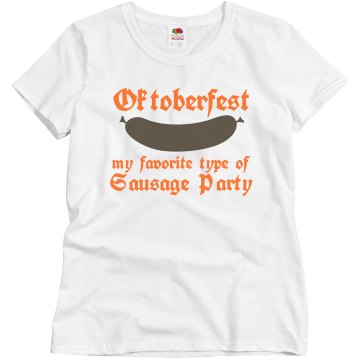 Oktoberfest Sausage Party Junior Fit Bella Sheer Longer Length Rib Tee