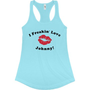 I Freakin' Love Johnny Junior Fit Bella Sheer Longer Length Rib Racerback Tank Top