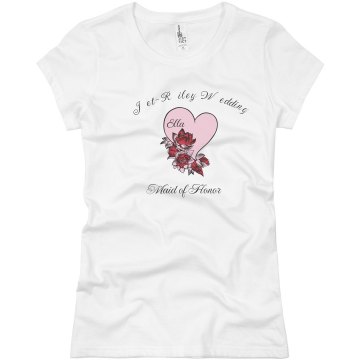 Maid Of Honor Floral Tee Junior Fit Basic Bella Favorite Tee