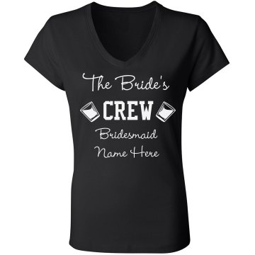 The Bride's Crew Drink Junior Fit Bella Sheer Longer Length Rib V-Neck Tee 