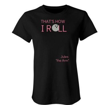 That's How I Roll Bowling Junior Fit Bella 1x1 Rib V-Neck Tee