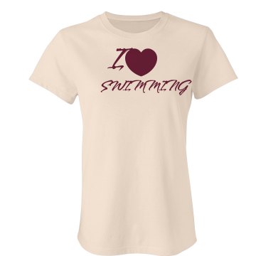 I Love Swimming Junior Fit Bella Crewneck Jersey Tee