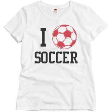 I Heart Soccer T Misses Relaxed Fit Basic Gildan Heavy Cotton Tee