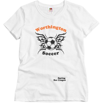 Worthington Soccer T Misses Relaxed Fit Basic Gildan Heavy Cotton Tee