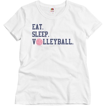 Eat Sleep Volleyball T Misses Relaxed Fit Basic Gildan Ultra Cotton Tee